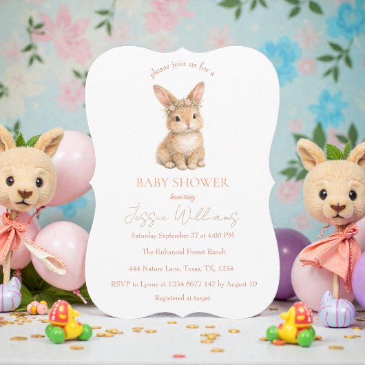 Easter Cute Bunny Rabbit Watercolor Baby Shower Kaart