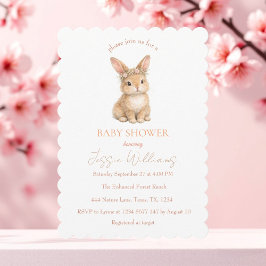 Easter Cute Bunny Rabbit Watercolor Baby Shower Kaart