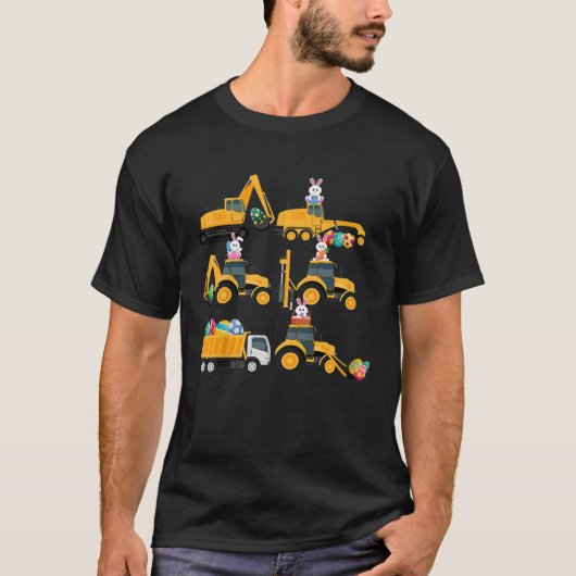 Easter day Bunny Construction Trucks  Boys Kids To T-shirt (Voorkant)