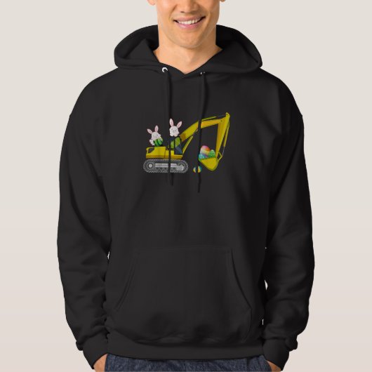 Easter Day Bunny Construction Trucks Eggs Boys Kid Hoodie (Voorkant)