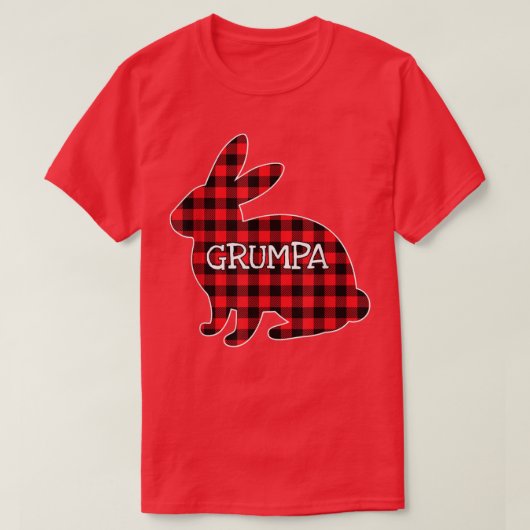 Easter Day Costume Red Plaid Bunny Graphic Grumpa T-shirt (Design voorkant)