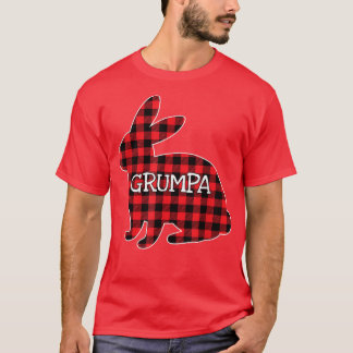 Easter Day Costume Red Plaid Bunny Graphic Grumpa  T-shirt