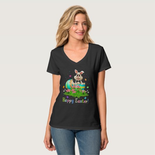 Easter Day Egg And Bunny Rabbit Happy Easter T-shirt (Voorkant volledig)