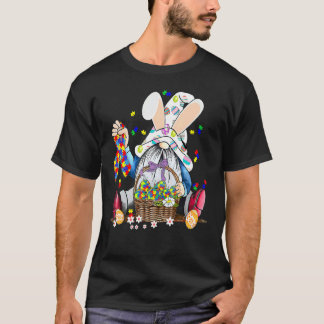 Easter Day Gnome Egg Bunny Puzzle Ribbon Autism Aw T-shirt
