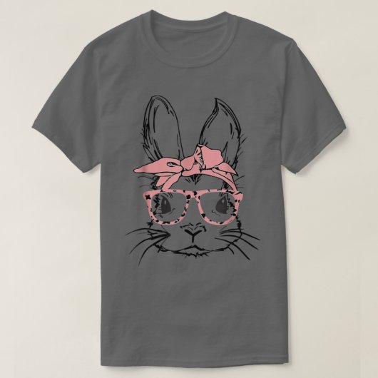Easter Day Leopard Bunny Glasses Eggs Cute Rabbit T-shirt (Design voorkant)