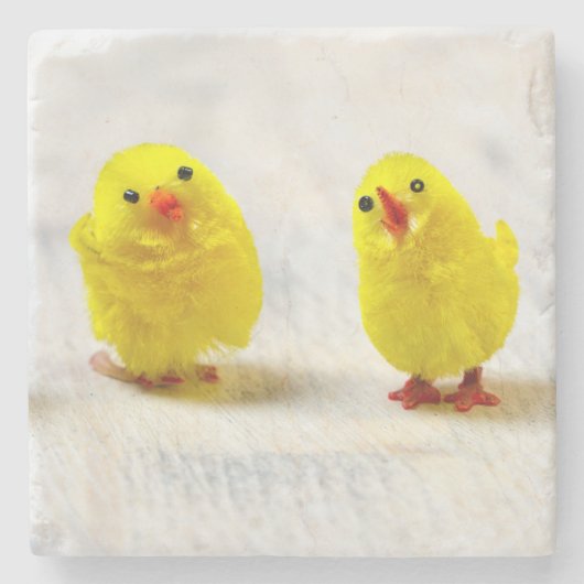 Easter Decoration - chicks in a row Stenen Onderzetter (Voorkant)