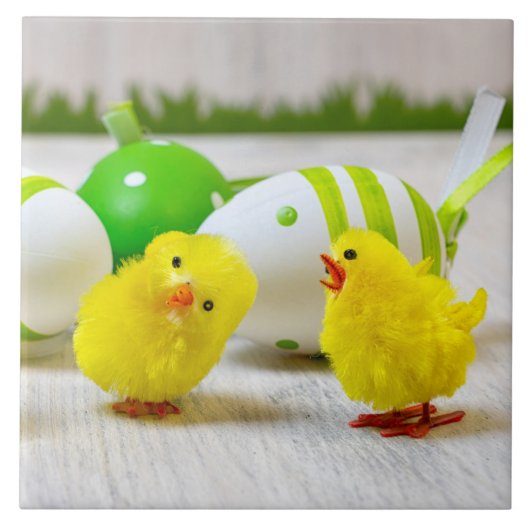 Easter Decoration - Easter egg and chicks Tegeltje (Voorkant)