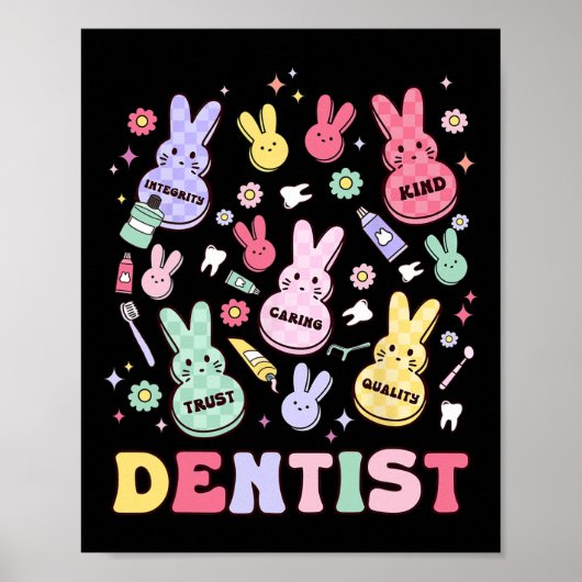 Easter Dentist Retro Rdh Dental Hygienist Squad Bu Poster (Voorkant)