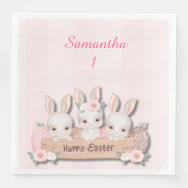 Easter Dinner Napkins - Kawaii Bunnies & Roses Servet