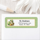 Easter Ducks Easter Egg & Flowers on Green Gingham Etiket (Insitu)