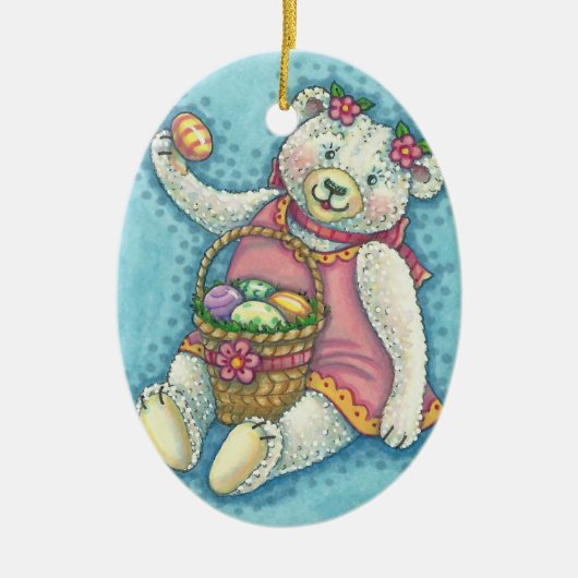 EASTER EEGG TEDDY BEAR ORNAMENT Oval (Voorkant)