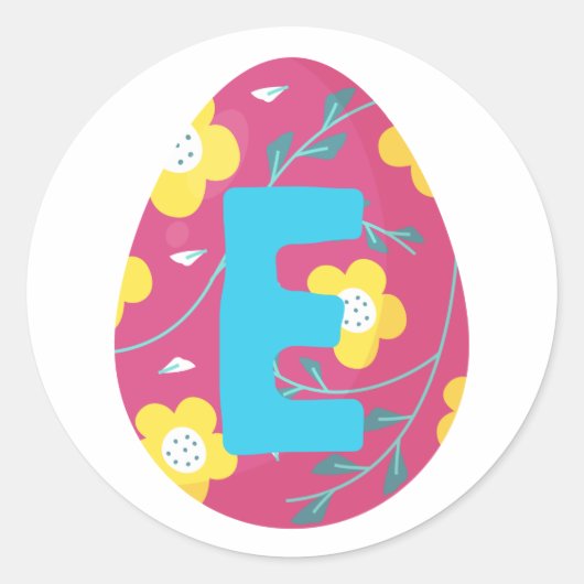 Easter Egg Alphabet Letter E Name Initiaal Team Ronde Sticker (Voorkant)