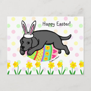 Easter Egg Black Labrador Cartoon Feestdagenkaart