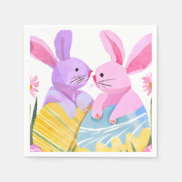 Easter Egg Bunnies | Pastel Watercolor Servet