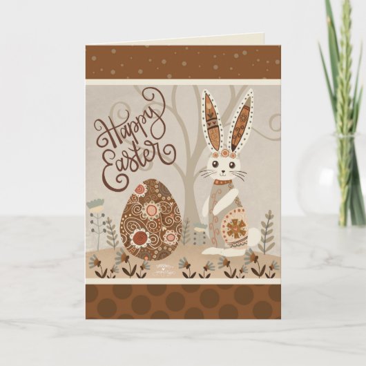 Easter Egg Bunny Folk Schattigee Inspiratie Kaart (Voorkant)