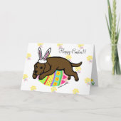 Easter Egg Chocolate Labrador Cartoon Feestdagen Kaart (Voorkant)