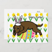 Easter Egg Chocolate Labrador Cartoon Feestdagenkaart (Voorkant / Achterkant)