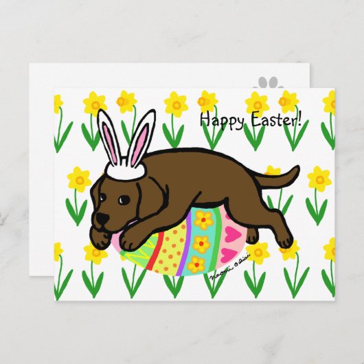 Easter Egg Chocolate Labrador Cartoon Feestdagenkaart (Voorkant / Achterkant)