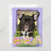 Easter Egg Cookies - French Bulldog Feestdagenkaart (Voorkant / Achterkant)