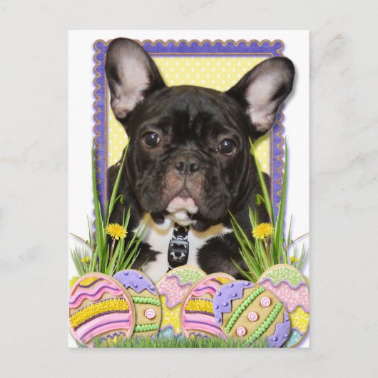 Easter Egg Cookies - French Bulldog Feestdagenkaart (Voorkant)