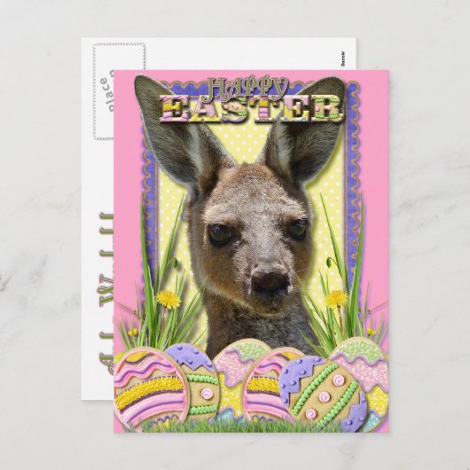 Easter Egg Cookies - Kangaroo Feestdagenkaart (Voorkant / Achterkant)