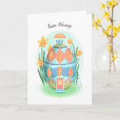 Easter Egg Cottage Easter Blessing Kaart (Gele Bloem)