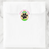 Easter Egg Dog Paw Print Custom Text Ronde Sticker (Tas)