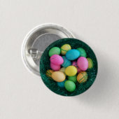 Easter Egg Faux Grass Nest Foto Ronde Button 3,2 Cm (Voorkant /achterkant)