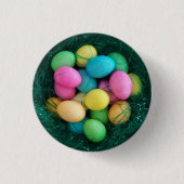 Easter Egg Faux Grass Nest Foto Ronde Button 3,2 Cm (Voorkant)