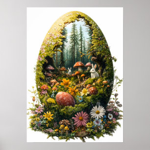 Easter Egg Forest Fantasy Natuur Muurkunst Poster