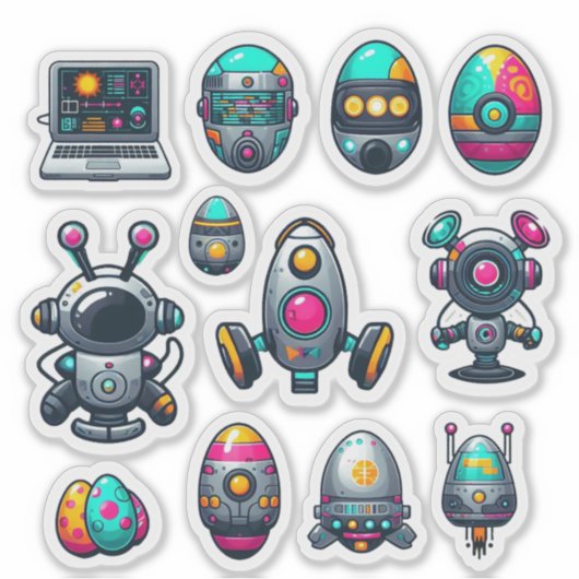 Easter Egg futuristische Stickers (Voorkant)