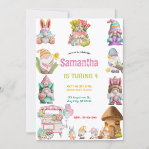 Easter Egg Gnomes Birthday girls Kaart