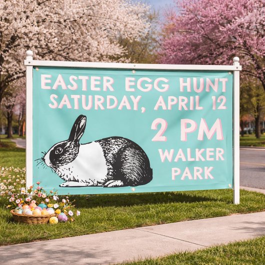 Easter Egg Hunt Banner - Easter Bunny