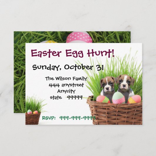 Easter Egg Hunt Boxer Dog - uitnodiging (Voorkant / Achterkant)