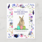 Easter Egg Hunt Brunch Bunny Floral Budget Flyer (Voorkant)