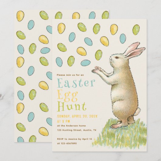 Easter Egg Hunt Bunny Schattige Konijn Kaart (Voorkant / Achterkant)