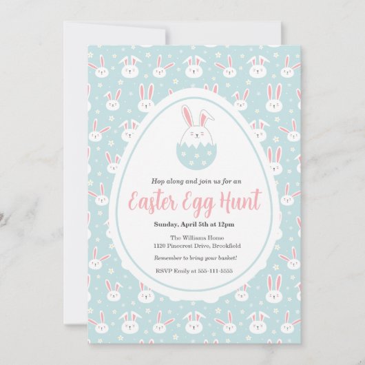 Easter Egg Hunt Customizable Invitation Kaart (Voorkant)