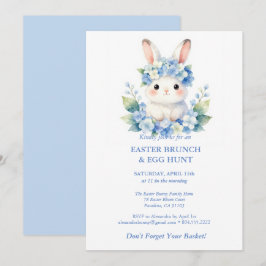 Easter Egg Hunt Cute Bunny Watercolor Hydrangea Kaart