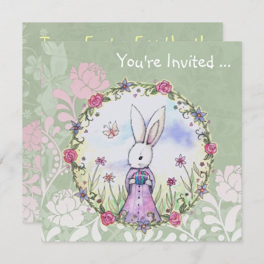 Easter Egg Hunt Easter Bunny Uitnodigt Kaart (Voorkant / Achterkant)