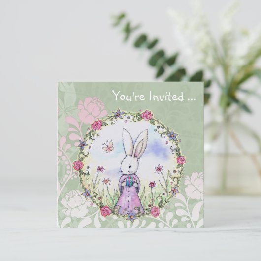 Easter Egg Hunt Easter Bunny Uitnodigt Kaart (Staand voorkant)