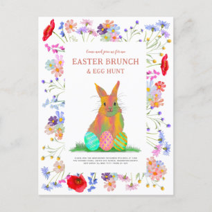 Easter Egg Hunt en Brunch Bloemenkonijn Uitnodiging Briefkaart