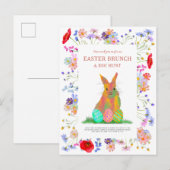 Easter Egg Hunt en Brunch Bloemenkonijn Uitnodiging Briefkaart (Voorkant / Achterkant)