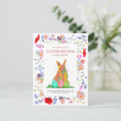 Easter Egg Hunt en Brunch Bloemenkonijn Uitnodiging Briefkaart (Staand voorkant)