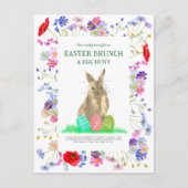 Easter Egg Hunt en Brunch Bunny Boho Floral Uitnodiging Briefkaart (Voorkant)