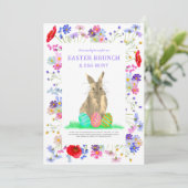 Easter Egg Hunt en Brunch Bunny Floral Kaart (Staand voorkant)