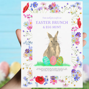 Easter Egg Hunt en Brunch Bunny Floral Kaart