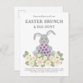 Easter Egg Hunt en Brunch Bunny Floral Uitnodiging Briefkaart (Voorkant / Achterkant)
