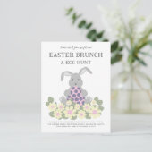 Easter Egg Hunt en Brunch Bunny Floral Uitnodiging Briefkaart (Staand voorkant)