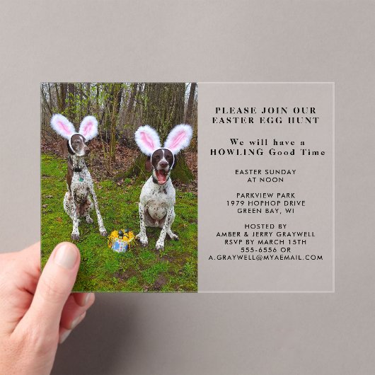 Easter Egg Hunt en Feesthonden Pasen Acryl Uitnodigingen (Insitu (Draagbaar))