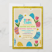 Easter Egg Hunt | Gold Frame Floral Holiday Kaart (Voorkant)